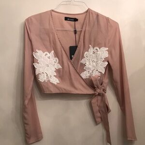 Misguided blush crop top